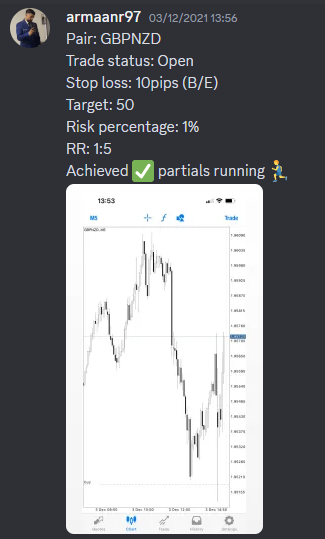 Come Learn Forex student trading result screenshot, 2021 archive, result 253 of 263