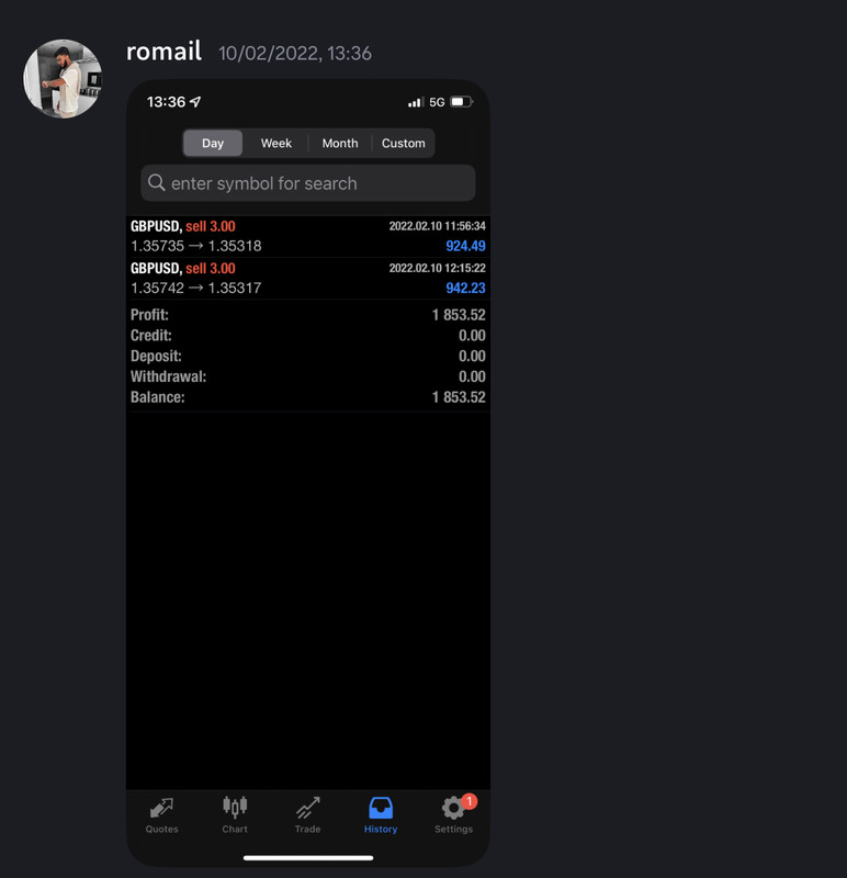 Come Learn Forex student trading result screenshot, 2022 archive, result 35 of 279