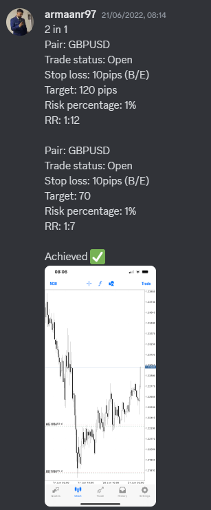 Come Learn Forex student trading result screenshot, 2022 archive, result 184 of 279