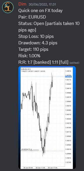 Come Learn Forex student trading result screenshot, 2022 archive, result 197 of 279