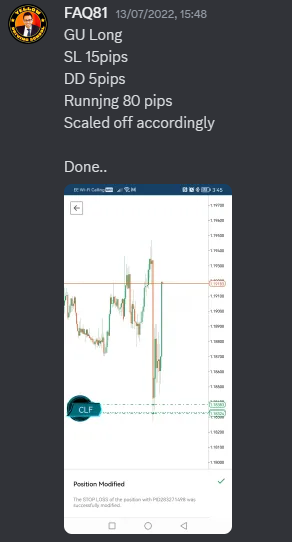 Come Learn Forex student trading result screenshot, 2022 archive, result 206 of 279
